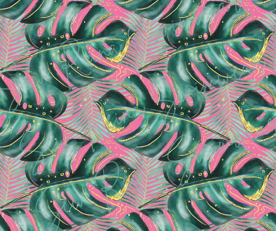 Neon Monstera Fabric