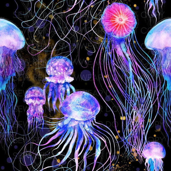 Neon Jellyfish Fabric